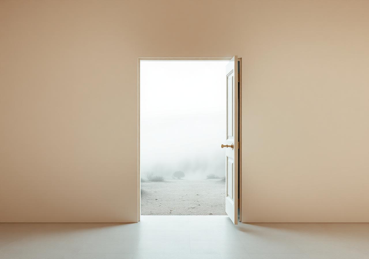 Porte ouverte laissant entrer la lumière sur un nouveau paysage